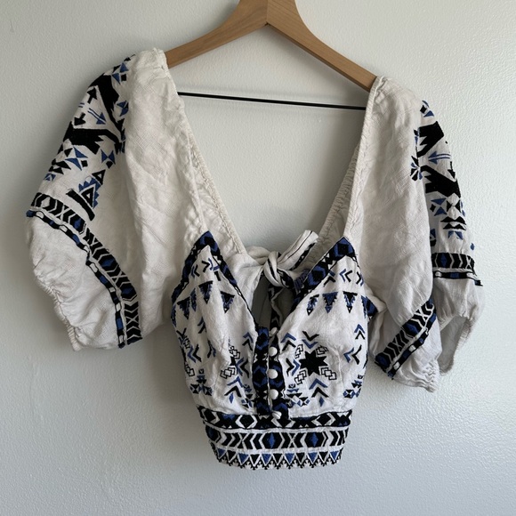 Anthropologie Blue and Black Embroidered Blouse - Picture 3 of 7